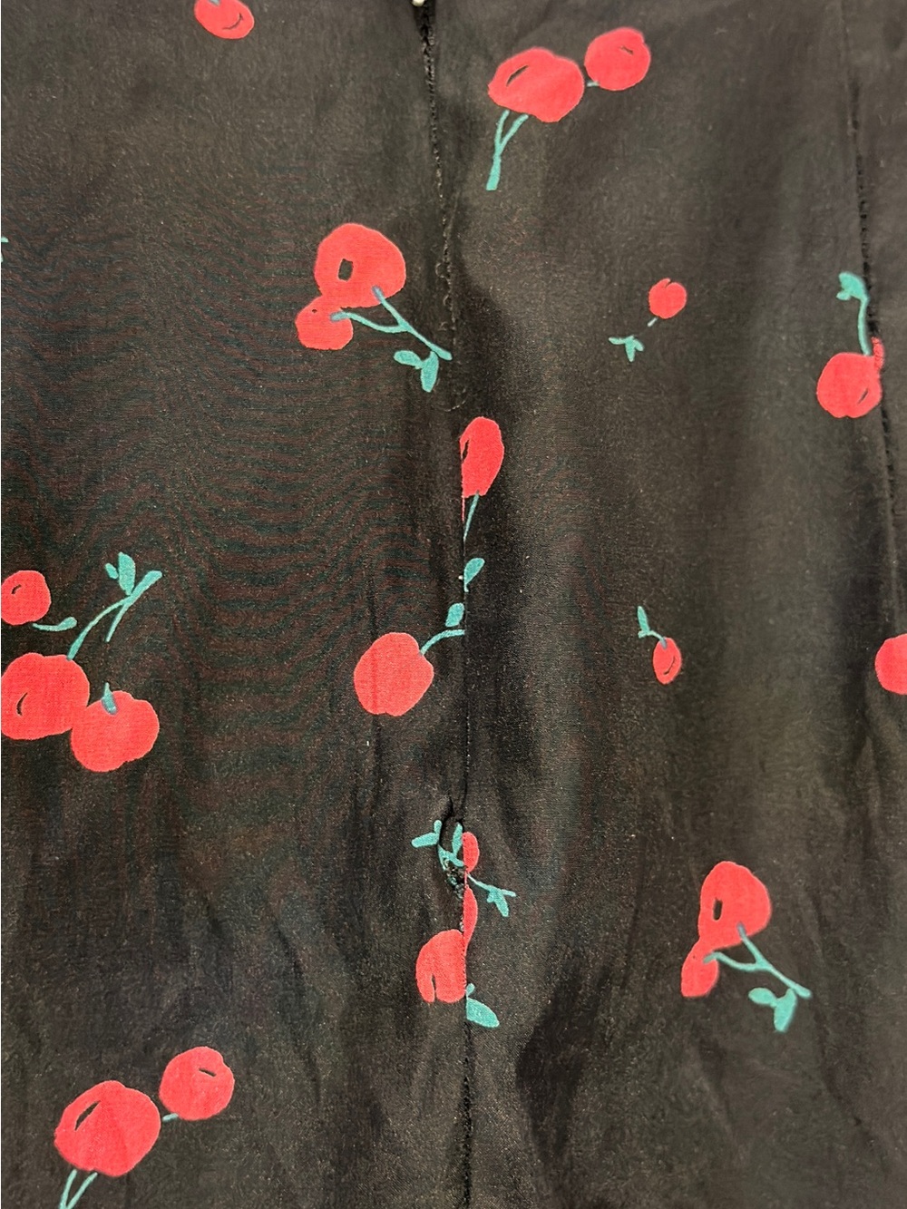 HVN Y2K MIDI CHERRY PRINT SILK SKIRT SIZE 0 BLACK RED NOVELTY GRUNGE FLIRTY - Picture 5 of 9